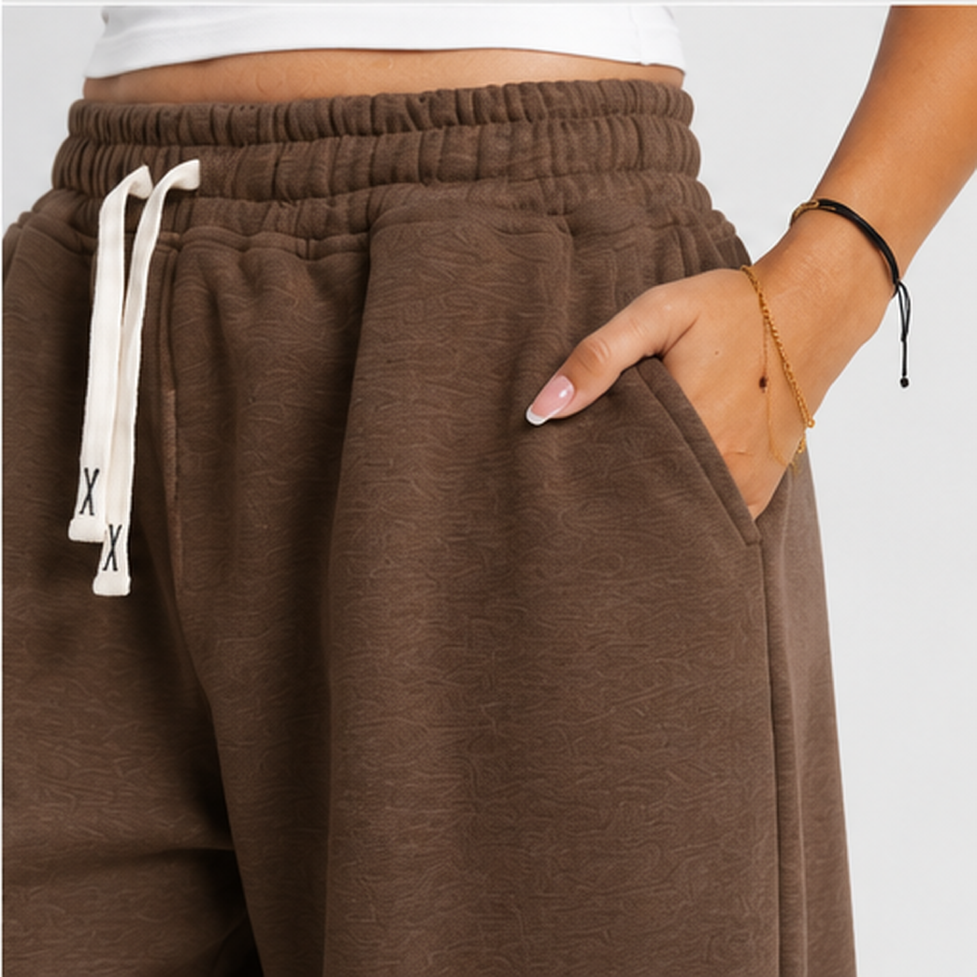 wide leg sweatpants - Brown